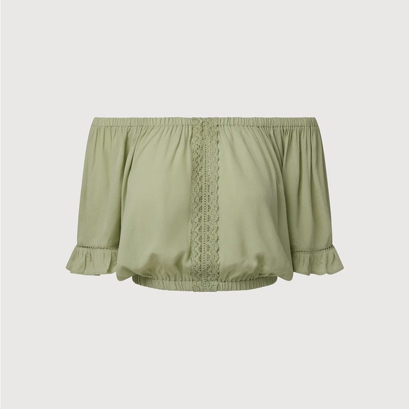 RACHEL PARCELL Bohemian Green Off-Shoulder Skirt Set medium and large - Picture 4 of 11